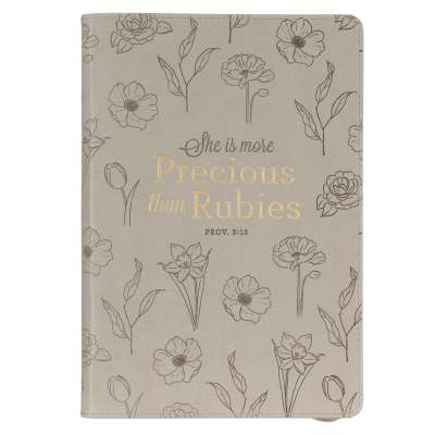 She Is More Precious Than Rubies Faux Leather Journal With Zipped Closure - Proverbs 3:15